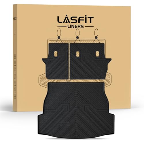 LASFIT Cargo Trunk Mat with Backrest Mats for Toyota RAV4 2025 2024 2023 2022 2021 2020 2019 (Include Hybrid) All Weather TPE Rear Cargo Liner Custom Fit Waterproof RAV 4 Accessories, Black