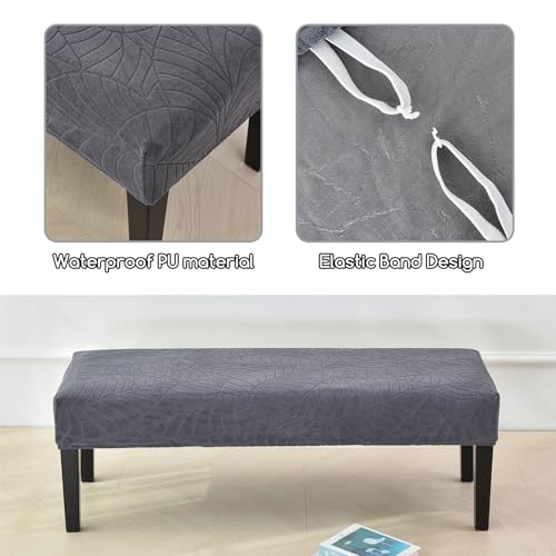 FUANGUI Waterproof Bench Cover, Stretch Jacquard Dining Bench Cover for bedrooms, Living Rooms, Kitchens, Protector Chair Bench Piano Bench Seat Covers Stool Slipcover Removable, Washable - Dark Grey - color: Jacquard Dark Grey