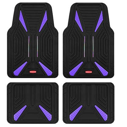 Rubbermaid Car Mat Full Set, Universal Trim-to-Fit Heavy-Duty Car Floor Mats – 4-Piece Set for All Weather Protection – Durable Rubber Mat for Cars, Trucks, SUVs & Vans-Purple - color: Purple