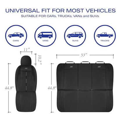 Skechers Car Seat Covers,Luxury Faux Leather Seat Covers,Waterproof Anti Slip Car Seat ProtectorFull Set,Car Accessories Airbag Universal Fit for Most Cars,Vans,Trucks,SUV,Black