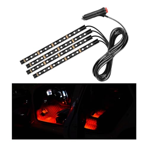 Car LED Strip Light, 48 LEDs RGB Neon Interior Atmosphere Lights, 12V Under Dash Ambient Night Light, Cigarette Lighter Auto Interior Decorative Lamp, Car Accessories (Red) - color: Red, size: 48 LED, Cigarette Adapter