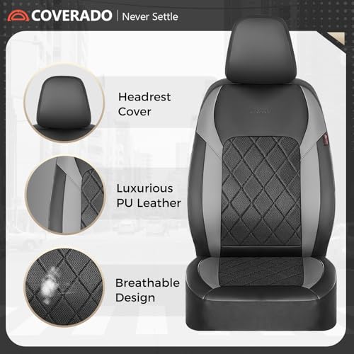 Coverado Car Seat Covers, Seat Covers Full Set, 5 Seats Automotive Seat Cover, Mesh Breathable Seat Protectors, Universal Fit for Most Cars - color: Black_Gray, size: FullSet