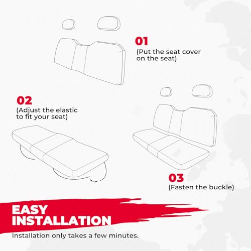 KEMIMOTO UTV Seat Covers Waterproof 1680D Compatible with Ranger 500 700 800 2002-2008, Camo Bench Seat Cover with Durable Fabric and Waterproof PVC Coating，Parts Accessories