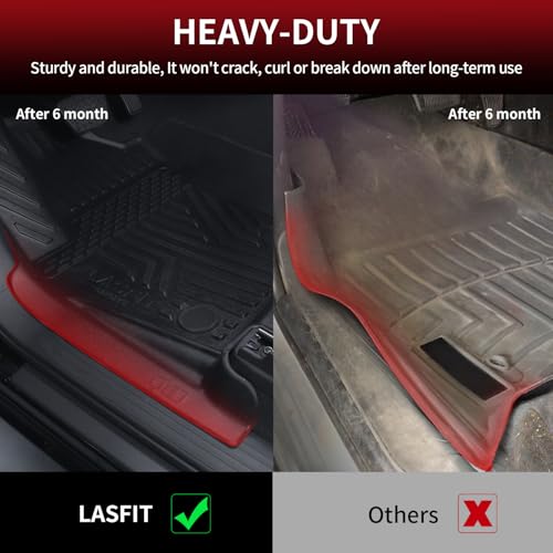 LASFIT Floor Mats for Toyota Tacoma 2024 2025 2026 Double Cab Auto Tran (Not fit Hybrid) All Weather Floor Liner for Tacoma TRD/SR/SR5/limited TPE Custom Fit Car Mats Front&Rear 2 Row Mats
