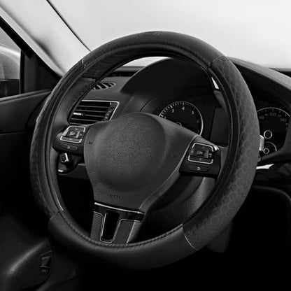 Skechers Steering Wheel Cover,Leather Steering Wheel Cover Hexcomb Design Embedded TPE Steering Wheel Universal Fit 14" 1/2-15" Car Wheel Protector for Men Women Fit Suvs,Vans,Sedans,Car,Trucks,Black - color: Black