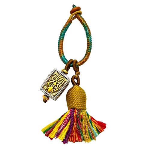 Handmade Tassel Keychain for Car Keys, Purse, Bag Charm Accessory, Bohemian Fringe Pendant Gift - color: Gourd Blossom Bell Charm