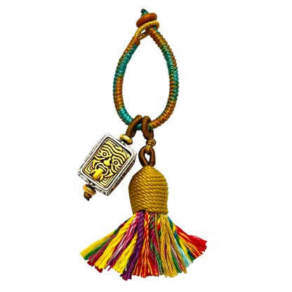 Handmade Tassel Keychain for Car Keys, Purse, Bag Charm Accessory, Bohemian Fringe Pendant Gift - color: Gourd Blossom Bell Charm