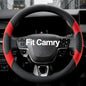West Llama Customized Auto Car Steering Wheel Cover for Toyota Camry SE XSE Hybrid LE XLE 2006-2026, Microfiber Leather, 14.5-15inch, Black + Red - color: A-Black+Red