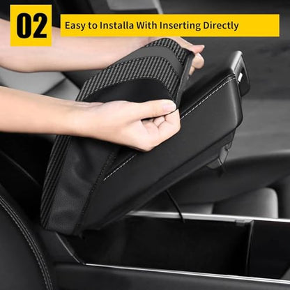 AOMSAZTO Console Covers for 2012-2015 Honda Civic Armrest Covers for Honda Civic Black with Carbon Fiber - color: black-2