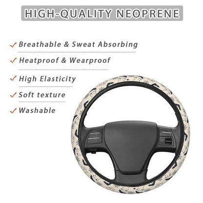 Cute Black Ghost Bats Spider Webs Steering Wheel Cover for Women Men, Non-Slip Steering Wheel Protector Car Wheel Covers, Universal 15 Inch Fit for Auto, Suvs, Truck - color: Cute Black Ghost Bats Spider Webs