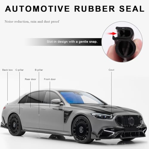 4PCS Car Door Edge Guards, Rubber Sealing Sealed Strip Auto Door Buffer Protector with Side Bulb, Automotive Weather Stripping Edge Trim Seal Strips for Car Truck Boat Camper