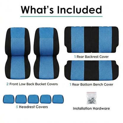 FH Group Car Seat Covers Trendy Elegance Blue Full Set Automotive Seat Covers, Airbag and Split Rear Combo Non-Slip Dash Grip Pad Universal Fit Interior Accessories Cars Trucks SUV Car Accessories