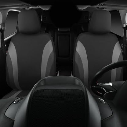 CAR PASS Line Rider Sporty Front Seat Covers,Gray Car Seat Covers Two Front Seats Only, Airbag Compatible,Universal Fit Sedans,Cars,Vans,SUV,Truck(Black and Gray)