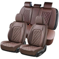 Coverado Car Seat Covers Full Set, Luxury Faux Leather Waterproof Seat Cover, Front and Back Car Seat Protector, Universal 5 Seat Leather Seat Cushion, Carseat Cover Fit Most Cars, Coffee - color: A-Coffee, size: Full Set