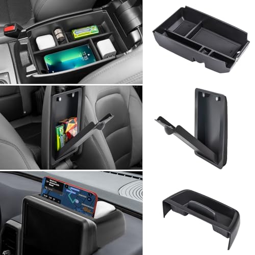 3PCS Center Console Organizers Compatible with 2021-2024 Ford Bronco Sport CX430 Dash Storage Tray and Armrest Storage Box Armrest Hidden Tray Interior Accessories - size: 3 Pcs Center Console Organizer