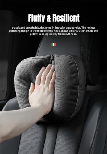 Car Neck Pillow, Luxury Fabrics Used in Supercars, Ergonomic Cervical Support with 2-Height Adjustable Strap, Breathable Soft Against the Skin, Universal Fit for Most Cars