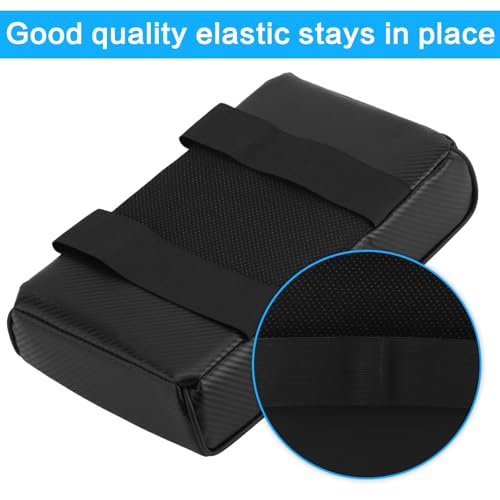 Car Center Console Armrest Pillow with Cup Holder (13.77"*8.26"*2.95") & Phone Holder Waterproof Leather Arm Rest Protector Cushion Car Accessories (Black Carbon Brazed Leather) - color: Black Carbon Brazed Leather