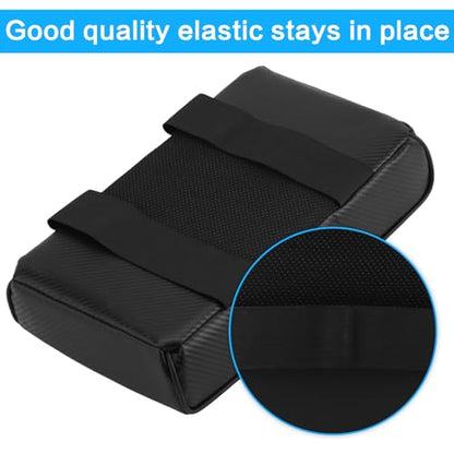 Car Center Console Armrest Pillow with Cup Holder (13.77"*8.26"*2.95") & Phone Holder Waterproof Leather Arm Rest Protector Cushion Car Accessories (Black Carbon Brazed Leather) - color: Black Carbon Brazed Leather