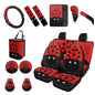 Forchrinse Cartoon Ladybug Car Seat Covers Full Set,15Pack Ladybug Auto Accessories Set-Front Back Seat Cover Steering Wheel Cover Seatbelt Pads Handbrake Gearshift Cover Garbage Can - color: Cartoon Ladybug