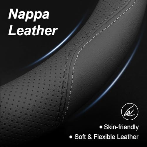 Luxury Microfiber Leather Steering Wheel Cover Compatible with Ford F-150 F-250 F-350, 15.5-16 Inch Non-Slip Breathable Interior Accessories, Comfortable Grip Anti-Slip (Black)
