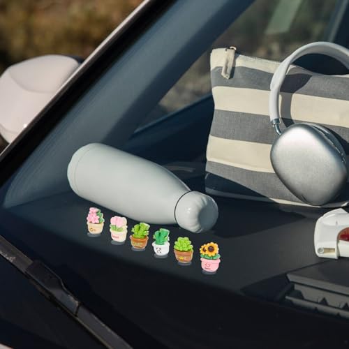 6Pcs Mini Car Ornament, Dashboard Decorations, Cute Fresh Faux Potted Plants Car Decor Desktop Miniature Pottery Planter for Car Interior Accessories