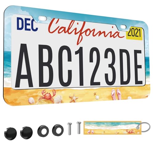 1pcs Hawaii Beach License Plate Frame for Women,Sea Beach Slippers Car Decorative Tag Frames Girly,Hawaiian License Plate Cover Holder with Car Keychain Tag - color: for Hawaii Beach, size: 1pcs