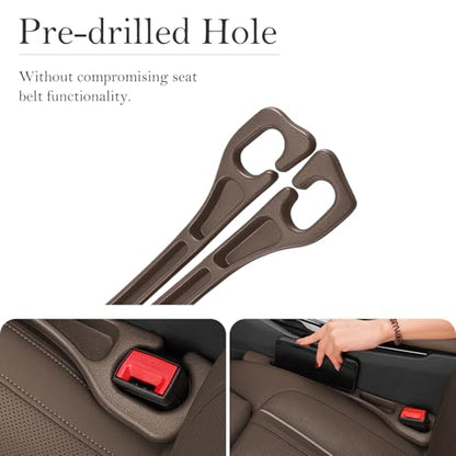 Car Seat Gap Filler 2-Pack, Universal Car Seat Gap Filler Organizer, Seat Gap Plug – Fills Gap Between Seat & Console (Brown) - color: BROWN