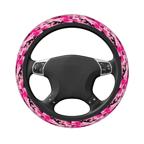 Camouflage Camo Pink Universal Steering Wheel Covers, Cute Car Accessories for Women Girls Car Truck - color: Camouflage Camo Pink