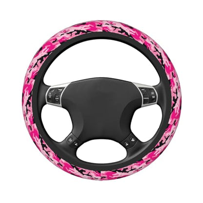 Camouflage Camo Pink Universal Steering Wheel Covers, Cute Car Accessories for Women Girls Car Truck - color: Camouflage Camo Pink