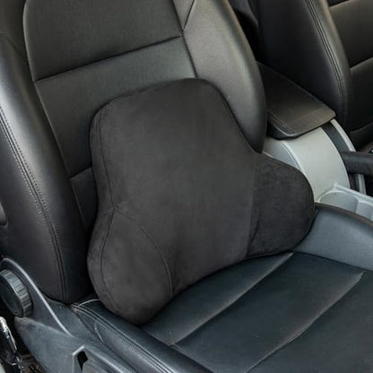 Lumbar Support Pillow for Car, Soft Memory Foam and Suede Cover, Back Support for Car Drivers and Passengers