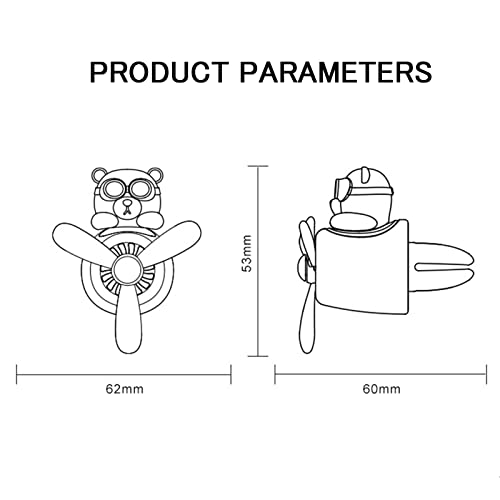 2 Pieces Car Air Fresheners, Cute Bear Pilot Car Diffuser, Propeller Air Outlet Vent Fresheners, Suitable for Automotive Interior Decoration (dog（A+B）)