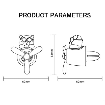 2 Pieces Car Air Fresheners, Cute Bear Pilot Car Diffuser, Propeller Air Outlet Vent Fresheners, Suitable for Automotive Interior Decoration (dog（A+B）)