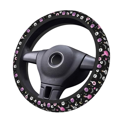 Gothic Bat Elastic Stretch Steering Wheel Cover 15 inch, Car Accessories Cover for Women Men, Breathable Anti-Slip - color: D03100154