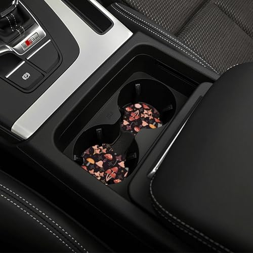Mushroom Steering Wheel Cover Woodland Mushroom Fern Steering Wheel Cover Breathable Universal for 15 Inch Anti-Slip Car with 2 Pieces Car Coasters Suitable for Men Women Mushrooms - color: Mushroom