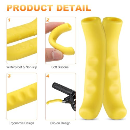 HARFINGTON 1 Pair Bike Brake Lever Cover Silicone Brake Lever Grip Protector Anti-Slip Brake Handle Protection Covers Sleeve for Mountain Road Bike Cycling, Black - color: Black