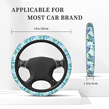 Sea Turtle Steering Wheel Cover Anti-Slip,Sweat Absorption Universal 15 inch Steering Wheel Covers Cute car Accessories for Men Women - color: 1