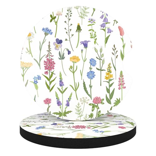 Aiawoxc Car Cup Holder Coasters, 2 Pack Universal Auto Anti Slip Insert Coaster with A Finger Notch, Cute Car Assecories for Women Men, Cup Mat for Most Interior, Colorful Flowers - color: Colorful Flowers, size: Rubber