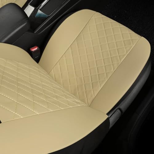 GIANT PANDA Front Seat Covers for Bucket Seats, Faux Leather Seat Covers Universal for Most Cars SUV and Mini Van (Beige) - color: Beige