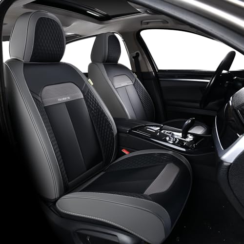 Car Seat Covers Front Set, Black Car Seat Cover, Breathable Premium Leather Seat Covers, Automotive Vehicle Seat Covers for Cars Trucks Vans SUVs Sedans (Grey Black) - color: Gary&Black, size: Frontpair