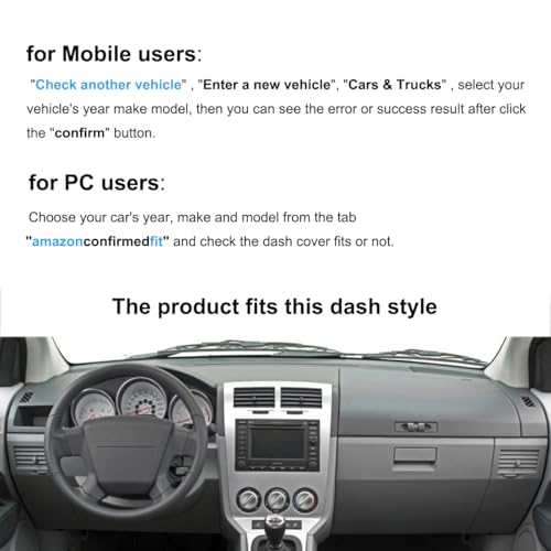 Dash Cover Mat Custom Fit for Dodge Caliber Without Speaker w/o Forward Collision Alert,Dashboard Pad Cap Carpet Protector K346 (Black)