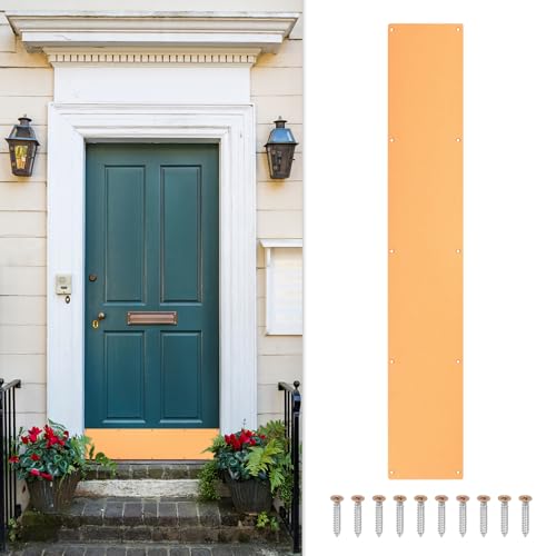 uxcell Door Kick Plate, 6 x 34 Inches Anodized Aluminum Kick Plate Door Plate, 1.5mm (1/16 Inch) Thickness, for Exterior Front Door or Back Door, Copper Gold (Single Pack) - color: Copper Gold, size: 6 x 34 Inch