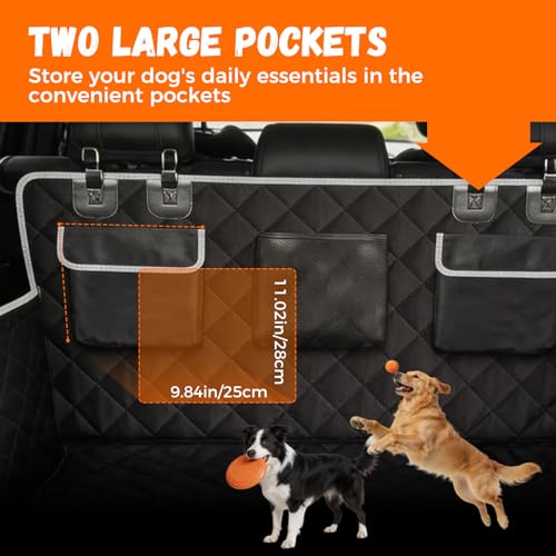 SUV Cargo Liner Dogs, Waterproof Dog Trunk Cover, Pet Cargo Mat SUV, Sedan & Van, Scratchproof Dog Seat Cover with Side Walls, Non-Slip Backing & Bumper Flap Protector, Large Size Universal Fit