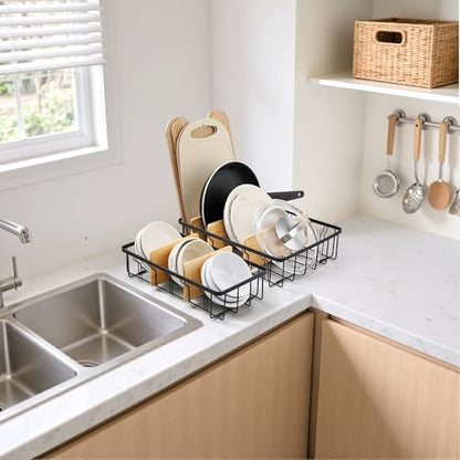 2-Pack Adjustable Lid Organizers - Large Kitchen Cabinet Organizer for Food Storage Container and Tumbler Cup Lids with 6 Bamboo Dividers - Organizers in Kitchen/Pantry/Laundry Room - size: 2-Pack Small & Large