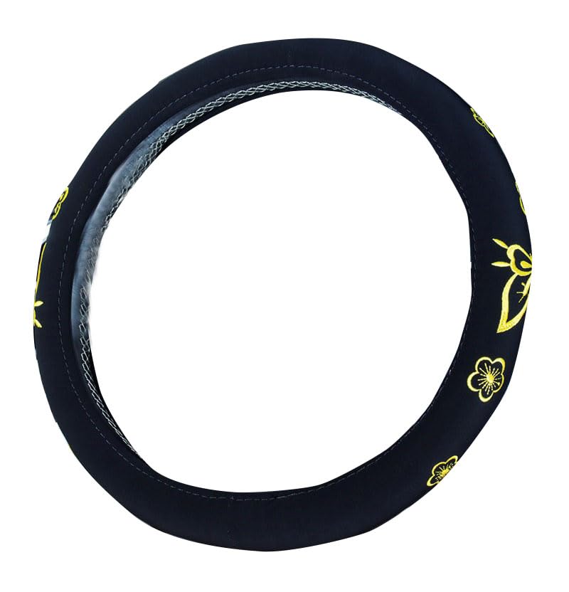 Mayco Bell Automotive Women Embroidery Cute Car Steering Wheel Cover (Yellow Butterfly New) - color: Yellow Butterfly