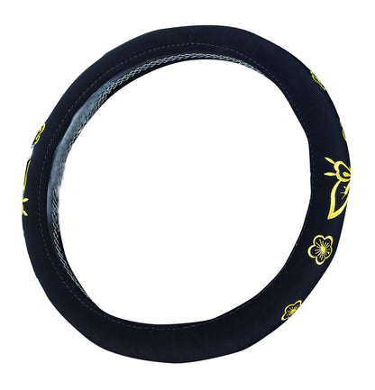 Mayco Bell Automotive Women Embroidery Cute Car Steering Wheel Cover (Yellow Butterfly New) - color: Yellow Butterfly