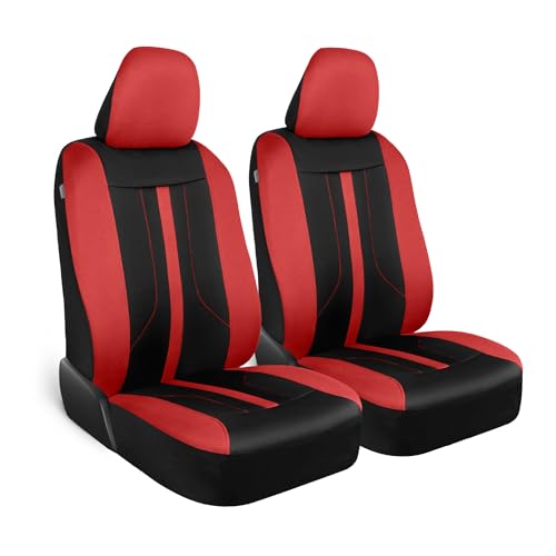 Motor Trend Red Cloth Car Seat Covers for Front Seats – Premium Automotive Bucket Seat Covers, Made for Vehicles with Removable Headrests, Interior Covers for Car Truck Van SUV - color: Red Front Seats