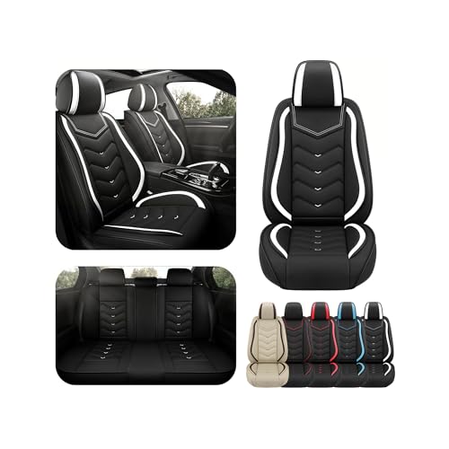 Car Seat Covers for Lexus RX 350 2007-2026, Premium Nappa Leather Car Seat Cover, Stylish Sport Seat Covers， Automobile Seat Cover Sets.(Standard 5 Seats/Black White) - color: Black White, size: Standard 5 Seats