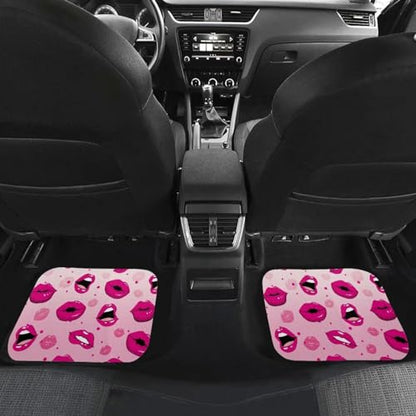 Hot Pink Lip Automotive Floor Mats Front and Rear Car Mat Carpet Set 4 Pcs Universal Fit Trucks for Valentine's Day - color: Hot Pink Lip