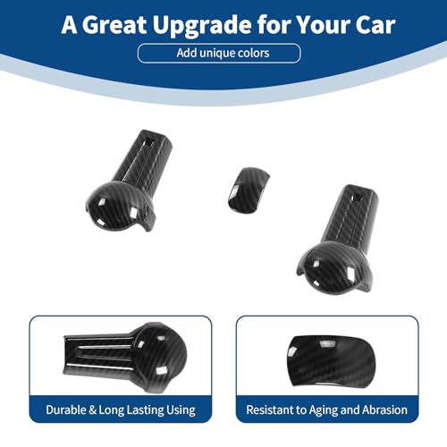 for Mustang Gear Shift Knob Cover Trim Compatible with 2015-2023 Ford Mustang Carbon Fiber Interior Accessories 3pcs