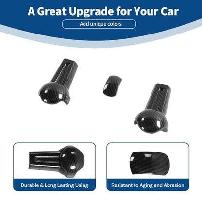 for Mustang Gear Shift Knob Cover Trim Compatible with 2015-2023 Ford Mustang Carbon Fiber Interior Accessories 3pcs